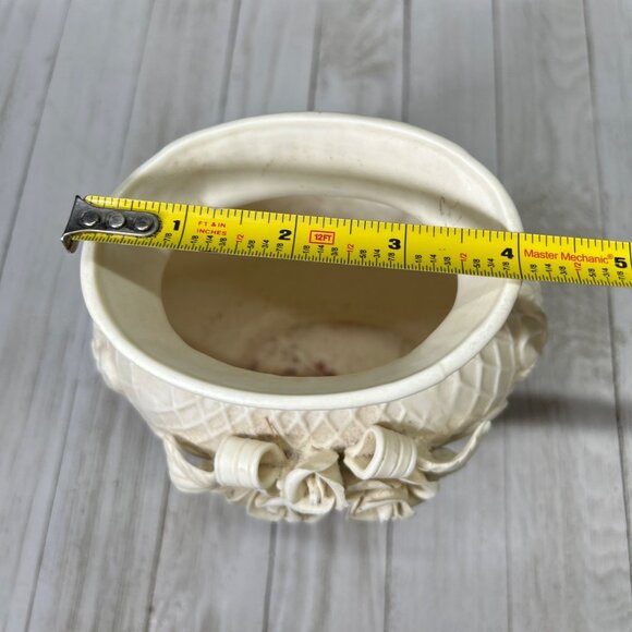 Vintage Bisque Porcelain Vase Sculpted 3D Raised Flower Pattern 6.25'' Tall - Picture 6 of 7